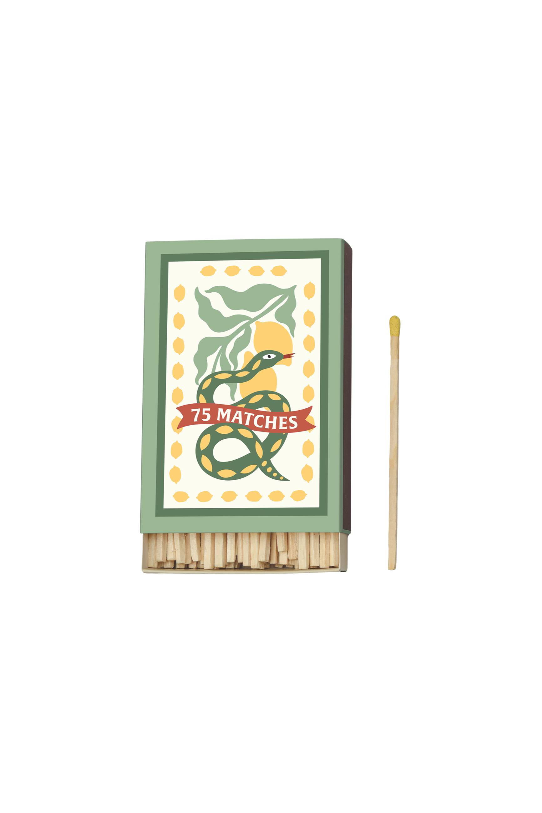 Adopo Snake tændstikæske, 75 tændstikker - Yellow